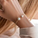 دستبند طلا بنگل مروارید