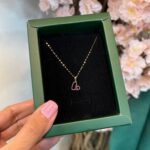 پلاک طلا قلب تک نگین