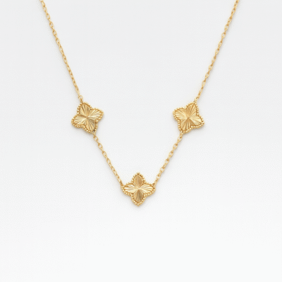 گردنبند طلا ونکلیف سه‌گل